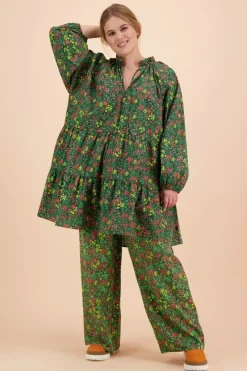 Kaiko Flowy Housut, Green Meadow