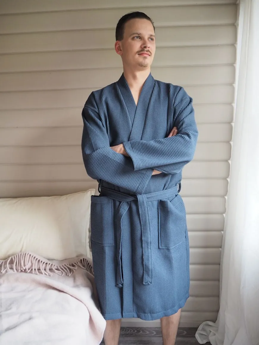 Miesten Vohvelikylpytakki, Harmaansininen