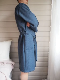 Miesten Vohvelikylpytakki, Harmaansininen