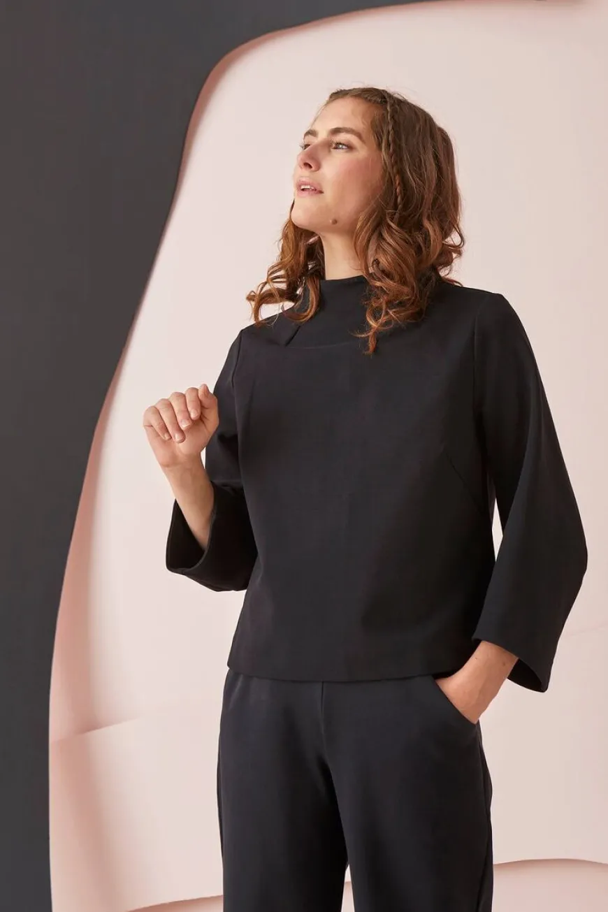 Papu Wide Leg Housut Pitka, Musta