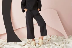 Papu Wide Leg Housut Pitka, Musta